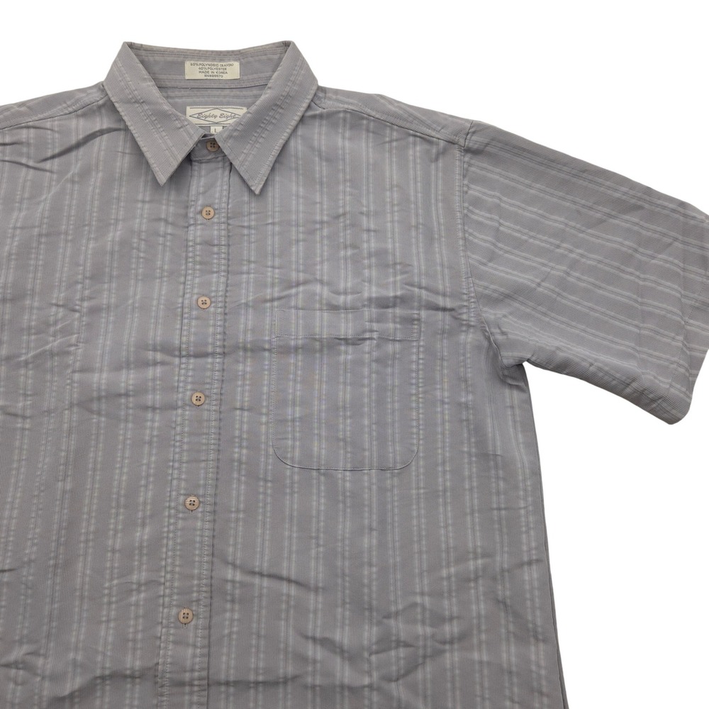 Eighty Eight Gray Striped Button Up Short Sleeve Shirt Grey Mens Large